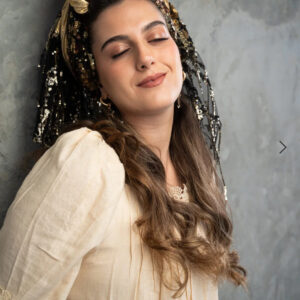 מטפחת מוזהבת שחור אמור