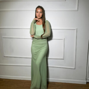 שמלת ערב מחוך מקסי ירוקה