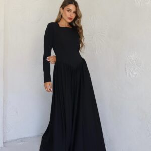 שמלת מקסי נשפכת שחורה